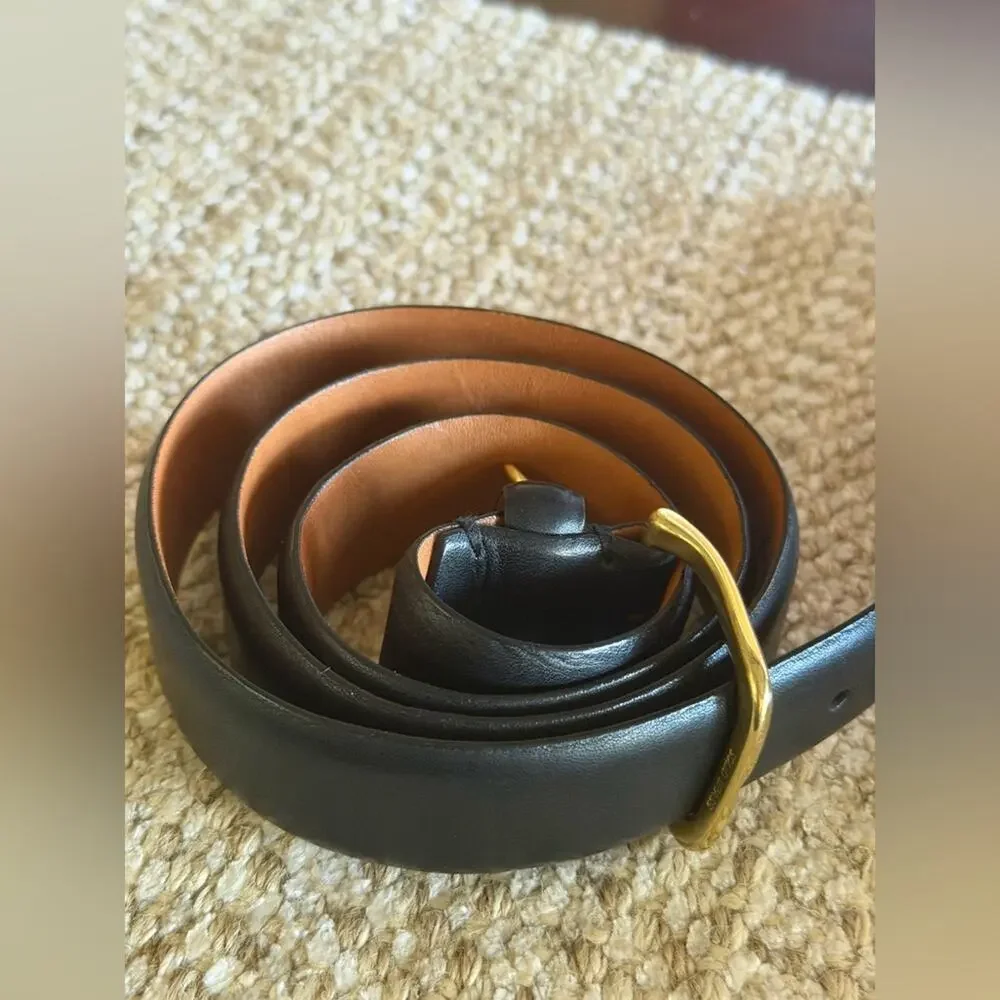 Polo Ralph Lauren black  Leather Belt with brass Buckle Sz 38